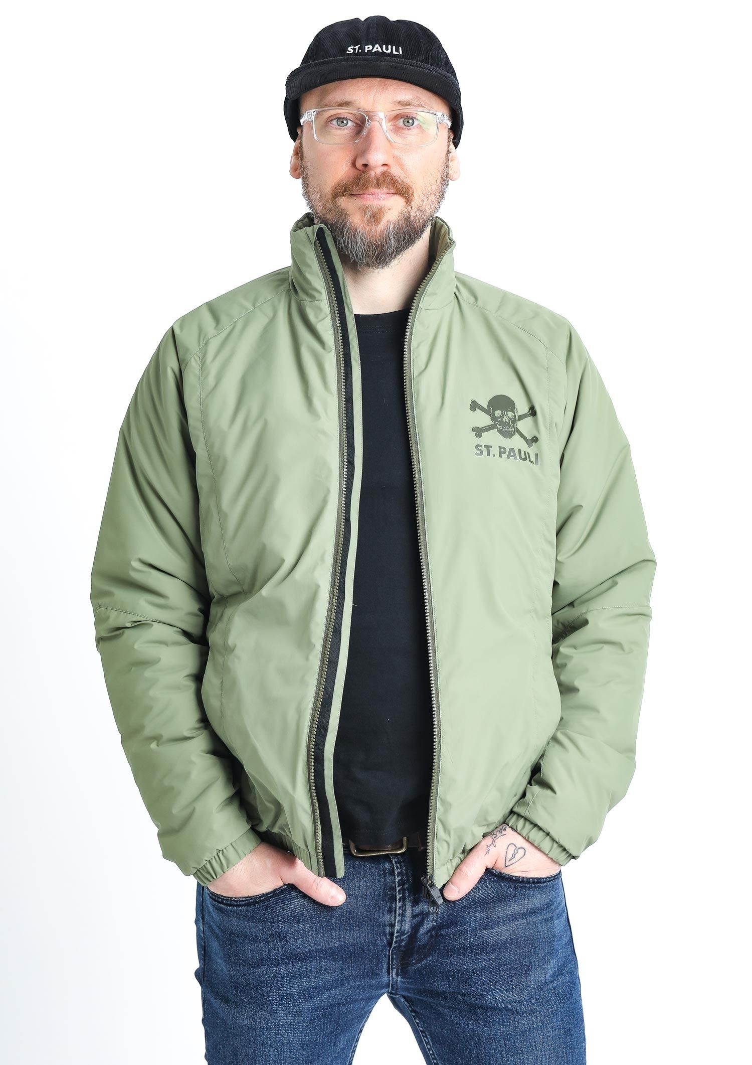 FC St. Pauli - Puffy Totenkopf oliv, Jacke